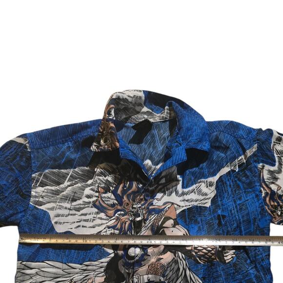 Vintage Claudio Nucci Anime Button Up Shirt Boys SZ S 8 Anime Winged Warrior - Picture 6 of 8